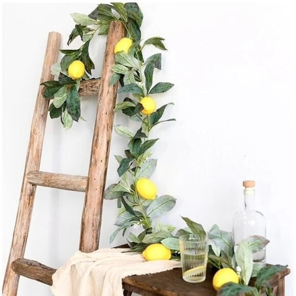 Lemon Garland 6ft Green Yellow Orange Fruit Vine Spring Summer Decor NIP